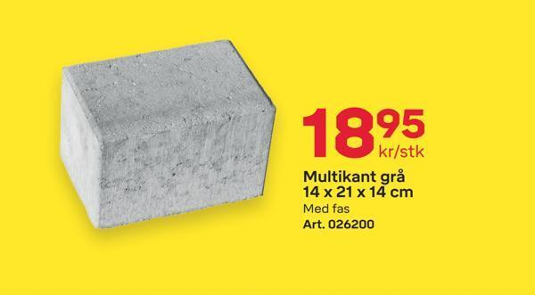 Byggmax Multikant grå 14 x 21 x 14 cm tilbud