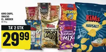 Løvbjerg Kims Chips, Snacks El. Nødder 80-175g tilbud