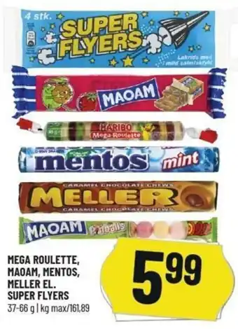 Mega Roulette,Maoam,Mentos, Meller El. Super Flyers 37-66g