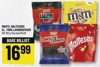Løvbjerg M&M's, Maltesers El. Toms Lakridsposer 120-165g tilbud