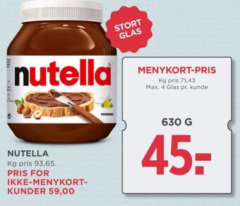 MENY Nutella smørepålæg tilbud