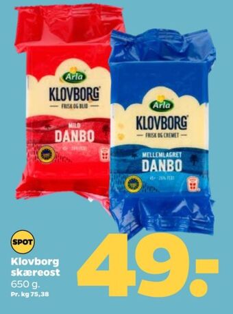 Netto Klovborg skæreost danbo mellemlagret tilbud
