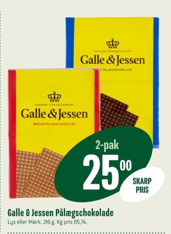 Min Købmand Galle & jessen pålægschokolade mørk tilbud