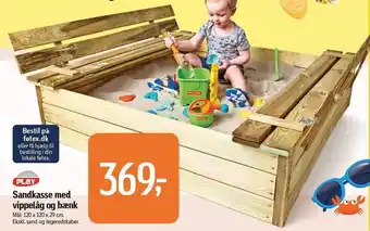 Føtex Nordic play sandkasse med vippelåg og bænk tilbud