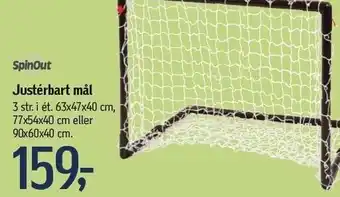 Spinout justérbart mål