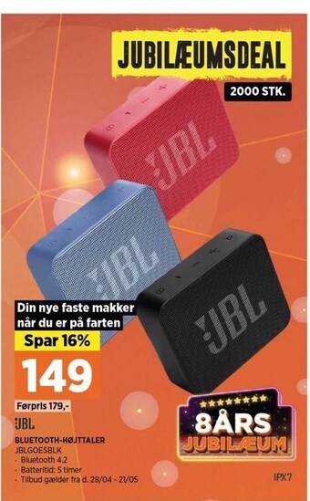 Power Jbl bluetooth-højttaler tilbud