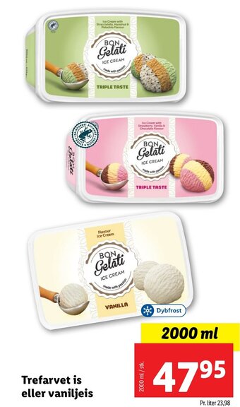 Lidl Trefarvet is eller vaniljeis tilbud