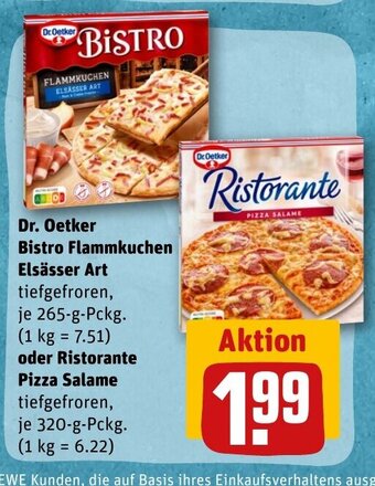 REWE DE Dr. Oetker Bistro Flammkuchen Elsässer Art tilbud