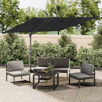 Hængeparasol med dobbelt top 400x300 cm sort