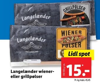 Lidl Langelænder wiener-eller grillpølser tilbud
