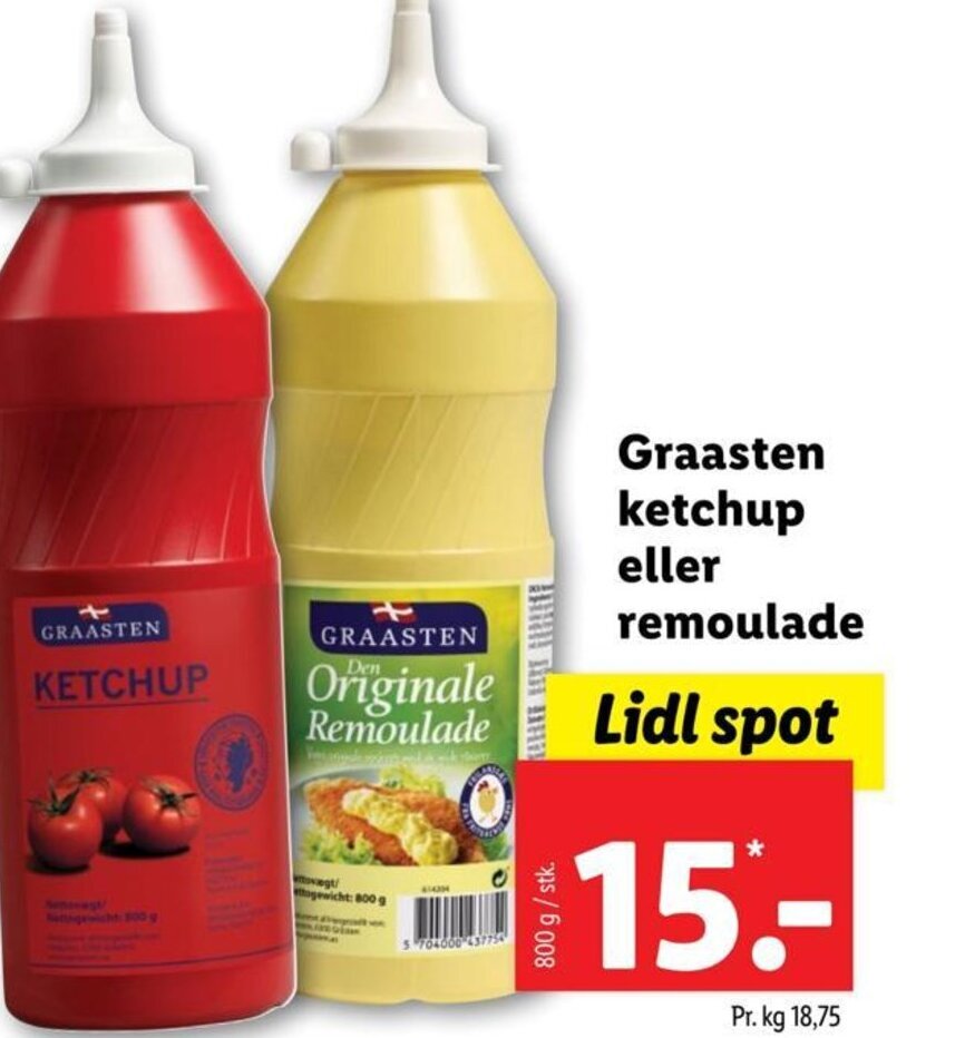 Graasten ketchup eller remoulade tilbud hos Lidl