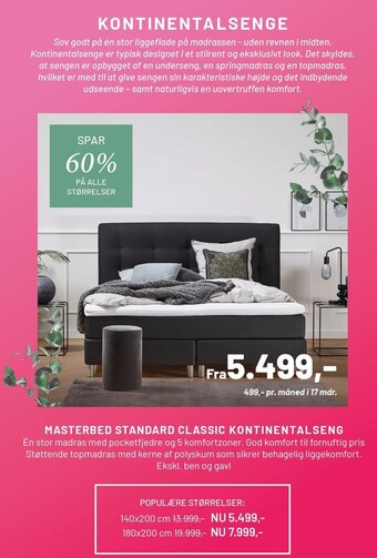 Drømmeland Masterbed standard classic kontinentalseng tilbud