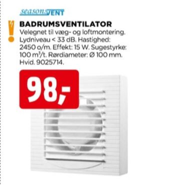 Seasonsvent ventilator