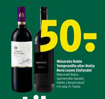 Coop 365 Minarete roble tempranillo eller notte nera leone zinfandel tilbud