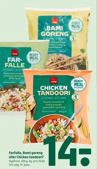 Coop 365 Farfalle, bami goreng eller chicken tandoori tilbud