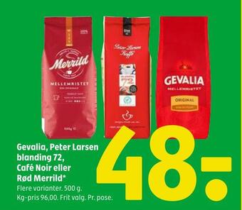 Coop 365 Gevalia, peter larsen blanding 72, café noir eller rød merrild tilbud