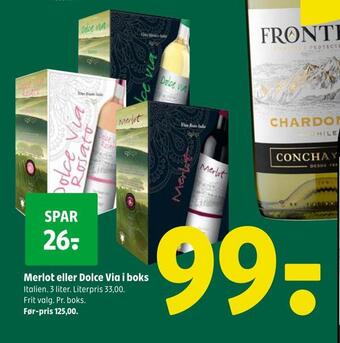 Coop 365 Merlot eller dolce via i boks tilbud