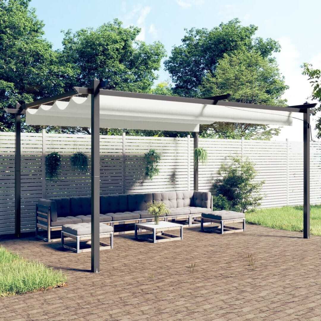 Bolig Center Havepavillon med sammenrulleligt tag 4x3 m cremefarvet tilbud