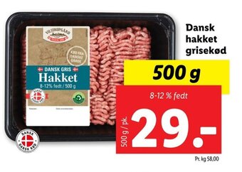 Lidl Dansk hakket grisekød tilbud