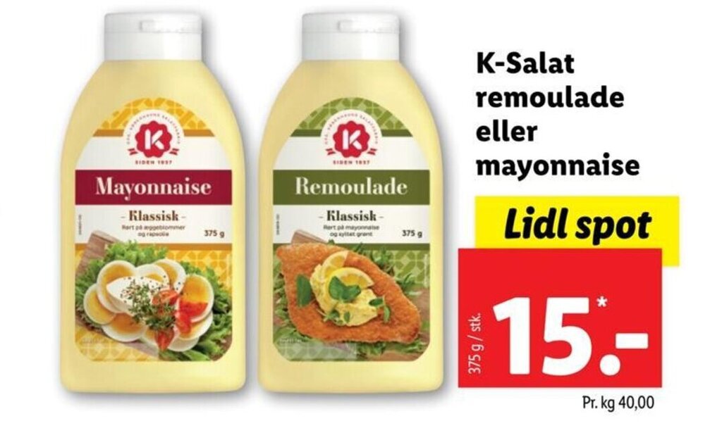 KSalat remoulade eller mayonnaise Lidl spot tilbud hos Lidl