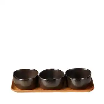 Raw organic metallic brown og teak skåle 3 stk.