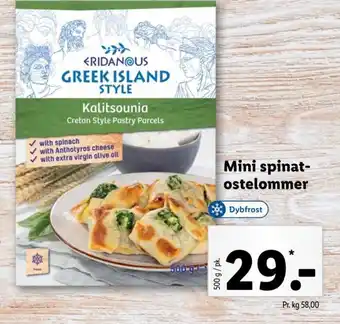 Lidl ERIDANOUS GREEK ISLAND STYLE Mini spinat-ostelommer tilbud