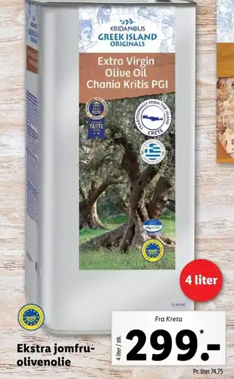 Lidl ERIDANOUS GREEK ISLAND STYLE Ekstra jomfru-olivenolie tilbud