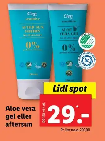 Lidl Cien Aloe vera gel eller aftersun tilbud