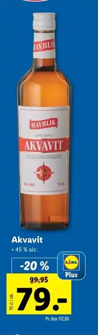 Lidl Akvavit 45 % alc. tilbud