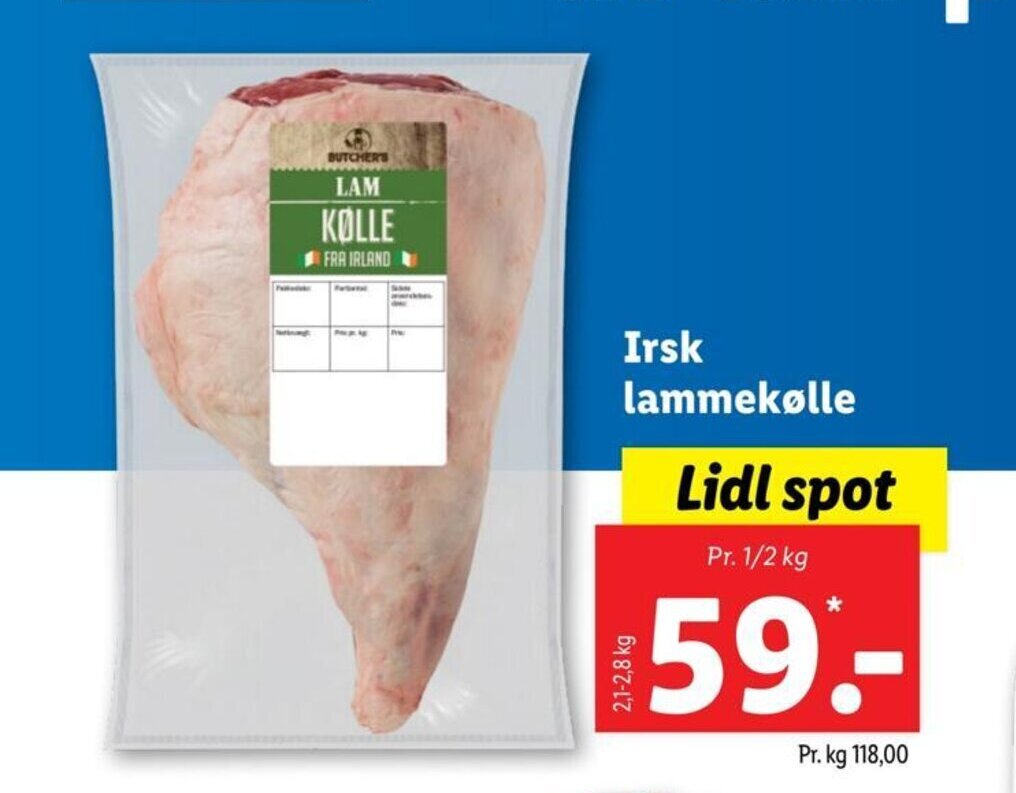 Lidl Irsk lammekølle tilbud