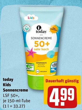 REWE DE today Kids Sonnencreme tilbud