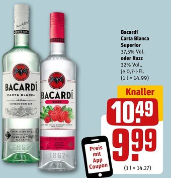 REWE DE Bacardi Carta Blanca Superior oder Razz tilbud