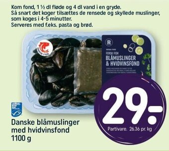 Danske blåmuslinger med hvidvinsfond 1100 g