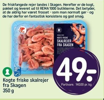 REMA 1000 Kogte friske skalrejer fra Skagen 350 g tilbud