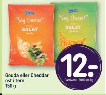 REMA 1000 Gouda eller Cheddar ost i tern 150 g tilbud