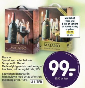 REMA 1000 Majano Spansk rød- eller hvidvin tilbud