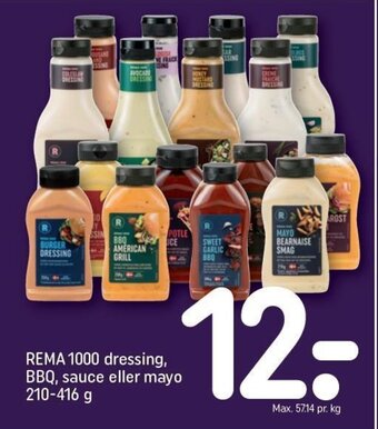 REMA 1000 REMA 1000 dressing, BBQ, sauce eller mayo 210-416 g tilbud