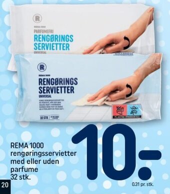 REMA 1000 REMA 1000 rengøringsservietter med eller uden parfume 32 stk. tilbud
