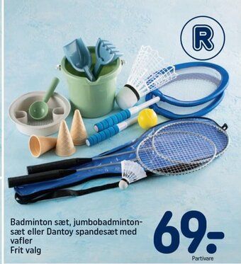 Badminton sæt, jumbobadminton-sæt eller Dantoy spandesæt med vafler Frit valg