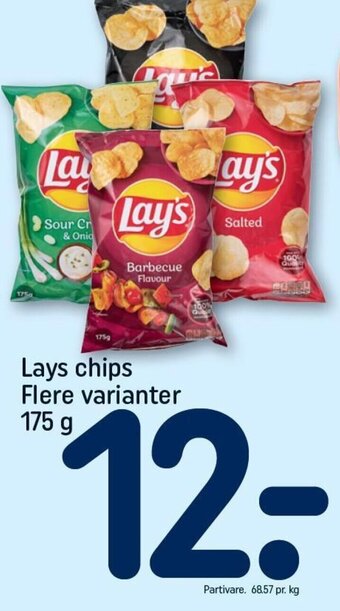 REMA 1000 Lays chips Flere varianter 175 g tilbud