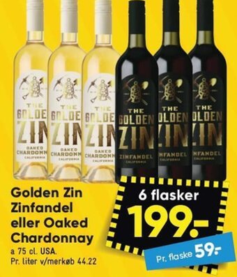 Bilka Golden Zin Zinfandel eller Oaked Chardonnay tilbud