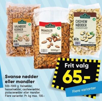 Bilka Svansø nødder eller mandler tilbud