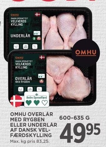 Omhu overlår med rygben eller underlår af dansk velfærdskylling
