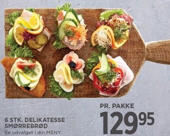 MENY 6 stk. delikatesse smørrebrød tilbud