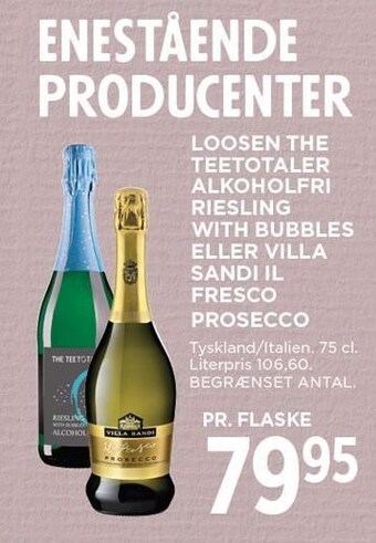 MENY Loosen the teetotaler alkoholfri riesling with bubbles eller villa sandi il fresco prosecco tilbud