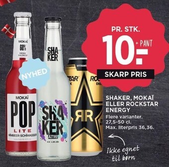 MENY Shaker, mokaï eller rockstar energy tilbud