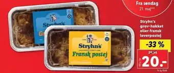 Lidl Stryhn's grov-hakket el. fransk leverpostej tilbud