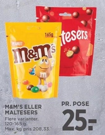 MENY M&m's eller maltesers tilbud