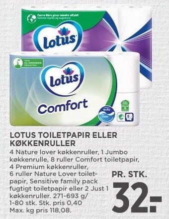 MENY Lotus toiletpapir eller køkkenruller tilbud