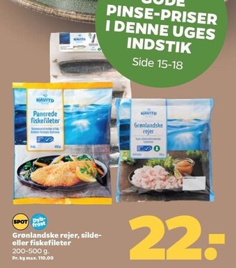 Netto Grønlandske rejer, silde- eller fiskefileter tilbud
